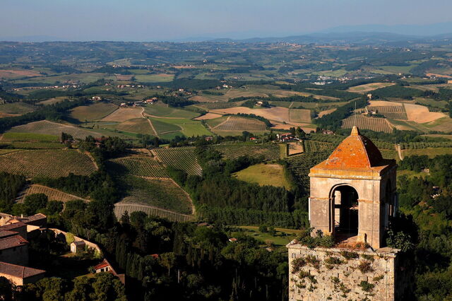 Aussicht auf die Landschaft in der Umgebung von San Gimignano