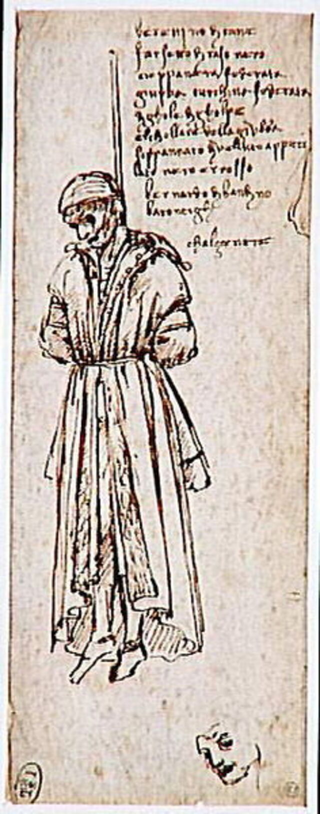 Zeichnung von Leonardo da Vinci eines der gehängten Verschwörer
