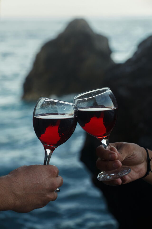 Wein am Strand