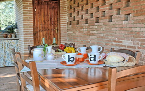 Il Fienile Di Giovanna: Tabelle, Zimmer, Möbel, Orange, Brunch, Kaffetisch, Backstein, Frühstück, Interior Design, Holz