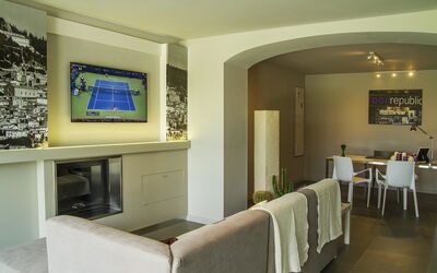 Living room and dining room