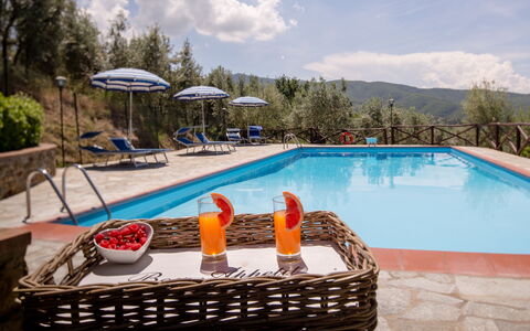 Villa Le Capanne: Schwimmbad, Resort, Eigentum, Freizeit, Urlaub, Grundeigentum, Gebäude, Gartenmöbel, Sonnenliege, Villa