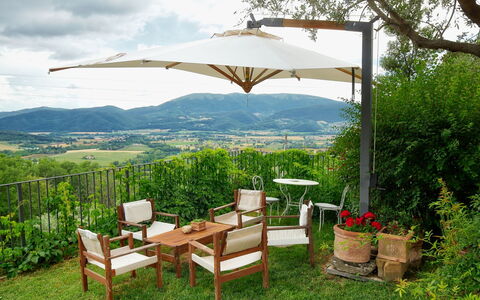 Paradiso: Regenschirm, Eigentum, Schatten, Möbel, Gras, Tabelle, Terrasse, Grundeigentum, Baum, Gebäude