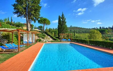 Casa Rossa: Wasser, Himmel, Pflanze, Wolke, Eigentum, Schwimmbad, Azurblau, Baum, Gras, Freizeit