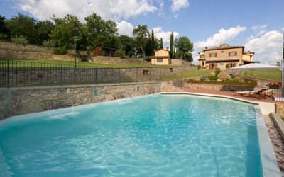 Poggio Pellicciaia: Wasser, Wolke, Himmel, Pflanze, Gebäude, Schwimmbad, Natur, Azurblau, Baum, Natürliche Landschaft