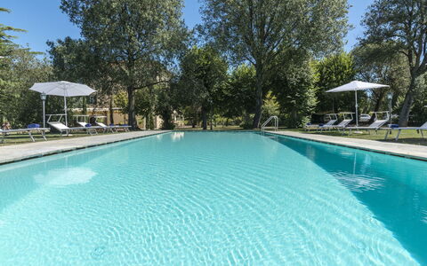 Villa Ivana - Cortona: Schwimmbad, Eigentum, Grundeigentum, Freizeit, Haus, Gebäude, Estate, Resort, Zuhause, Baum