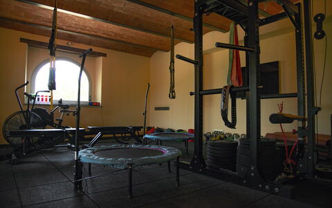 Villa Pianvecchio: Zimmer, Eisen, Fitnessstudio, Strahl, Körperliche Fitness, Maschine, Trainingsgerät, Trainingsgeräte