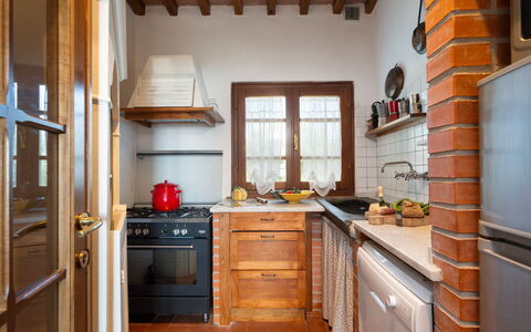 Villa Elisa: Küche, Möbel, Cabinetry, Countertop, Interior Design, Flooring, Holz, Küchengerät, Major Appliance, Spüle