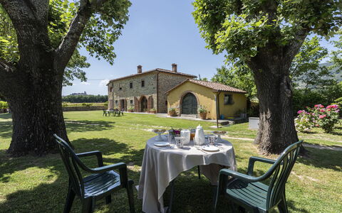 Villa Chio: Pflanze, Tabelle, Möbel, Eigentum, Himmel, Fenster, Gebäude, Stuhl, Baum, Schatten