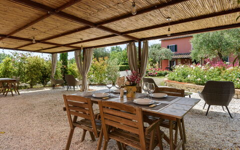 Villa Varna: Pflanze, Tabelle, Möbel, Eigentum, Stuhl, Gartenmöbel, Tisch Im Freien, Interior Design, Schatten, Baum