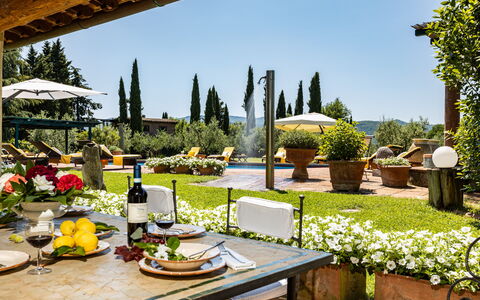 Podere La Torre: Pflanze, Tabelle, Blume, Eigentum, Möbel, Himmel, Natur, Botanik, Geschirr, Gartenmöbel
