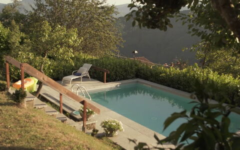 Villa In Garfagnana: Wasser, Pflanze, Schwimmbad, Gewässer, Gartenmöbel, Baum, Stuhl, Gras, Landschaft, Freizeit