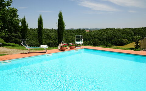 Casale Chieteno: Wasser, Himmel, Pflanze, Eigentum, Schwimmbad, Baum, Gras, Rechteck, Wolke
