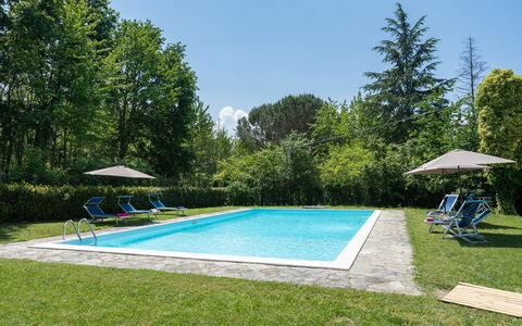 Villa Le Selve: Pflanze, Eigentum, Himmel, Wasser, Schwimmbad, Schatten, Baum, Gebäude, Grundstueck, Gras