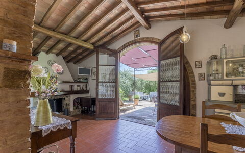 Casa Anita - Castellina In Chianti - Granaio, Tosc: Pflanze, Möbel, Eigentum, Tabelle, Bilderrahmen, Stuhl, Holz, Interior Design, Zimmerpflanze, Fussboden