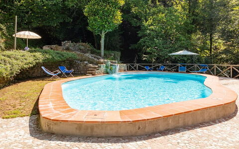 Molin Barletta, Private Pool, Nature - Marliana, T: Wasser, Wasservorräte, Pflanze, Azurblau, Baum, Natürliche Landschaft, Schwimmbad, Rechteck, Freizeit