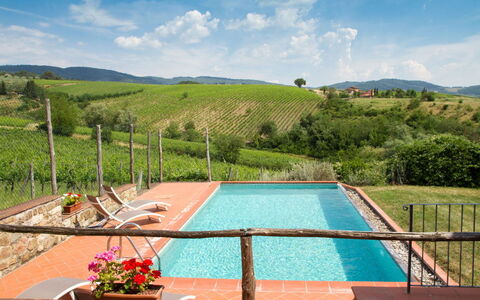Le Masse - Greve In Chianti, Toscana: Wolke, Himmel, Wasser, Pflanze, Blume, Eigentum, Natur, Schwimmbad, Gartenmöbel, Gewässer