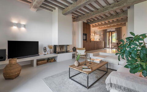 Coratina Spereto Apartment with Pool, Montaione: Möbel, Couch, Tabelle, Pflanze, Interior Design, Wohnzimmer, Gebäude, Flooring, Holz, Fussboden