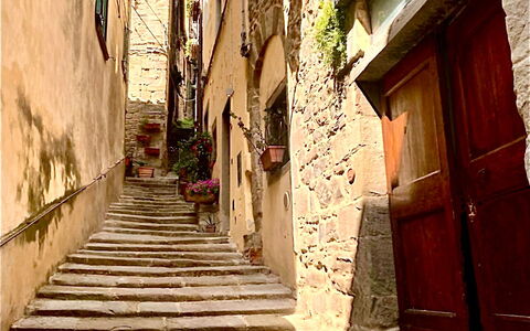 Vicolo Della Scala Rooms: Gebäude, Holz, Strassenbelag, Haus, Pflanze, Treppe, Flooring, Nachbarschaft, Gasse, Tönungen Und Schatten