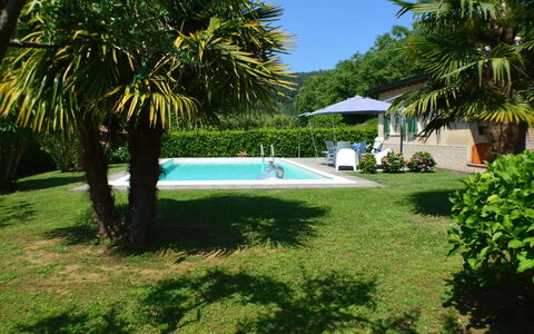 Villa Carducci: Wasser, Pflanze, Schwimmbad, Schatten, Baum, Arecales, Gartenmöbel, Freizeit, Gras, Landschaft