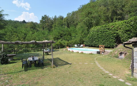 Casa Antelminelli: Pflanze, Himmel, Pflanzengemeinschaft, Wasser, Baum, Natürliche Landschaft, Wolke, Grundstueck, Schwimmbad, Gras