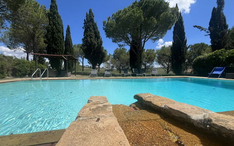 Maremma Retreat: Wasser, Himmel, Wolke, Schwimmbad, Baum, Azurblau, Pflanze, Rechteck, Schatten, Natürliche Landschaft