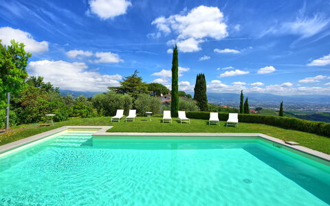 Villa Mami: Wasser, Wolke, Himmel, Grün, Blau, Schwimmbad, Azurblau, Pflanze, Natürliche Landschaft, Rechteck