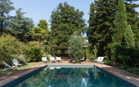Il Giardino di Eugenia: Wasser, Pflanze, Eigentum, Himmel, Natürliche Landschaft, Baum, Vegetation, Schwimmbad, Gras, Freizeit