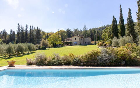 Villa la Felce: Baum, Strauch, Estate, Garten, Schwimmbad, Landscaping, Bauernhaus, Lärche, Hazienda