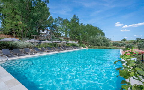 Belmonte Spereto Apartment With Pool, Montaione: Schwimmbad, Resort, Gartenmöbel, Eco Hotel, Sonnenliege, Garten, Landscaping, Thermae, Ferienort, Hazienda