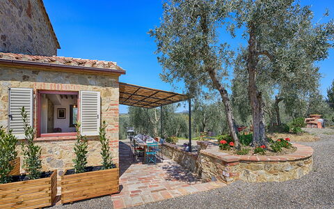 Villa Marielena Chianti Farmhouse with Hot Tub: Hütte, Garten, Hinterhof, Landscaping, Garten, Estate, Backstein, Bauernhaus, Flagstone, Steinwand