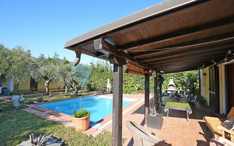 La Sevillana: Schatten, Schwimmbad, Resort, Outdoor Struktur, Veranda, Blumentopf, Eco Hotel, Hazienda, Hinterhof, Terrasse