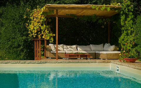 La Novellina – Historic Villa with Pool on an Orga: Holz, Schwimmbad, Blumentopf, Schatten, Möbel, Gartenmöbel, Garten, Resort, Eco Hotel