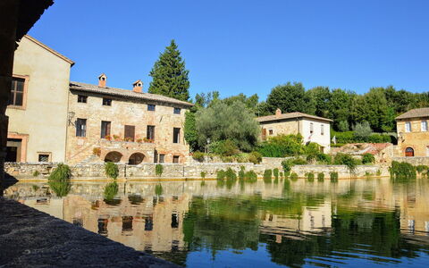 Il Gallinaio, Vivo D'Orcia: Wasser, Gewässer, Wasservorräte, Wasserlauf, Haus, Wasserweg, Die Architektur, Bank, Menschliche Siedlung, Reflexion