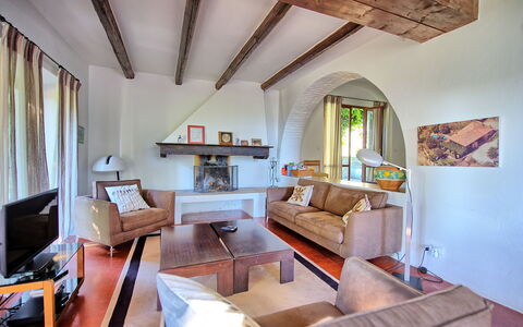 Villa Ulivacci: Möbel, Interior Design, Flooring, Fussboden, Couch, Holz, Decke, Zimmer, Wohnzimmer, Beleuchtung