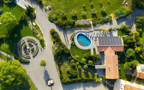 Villa Ombrone: Landschaft, Urban Design, Garten, Schwimmbad, Vogelperspektive, Landscaping, Estate, Rasen, Design, Park