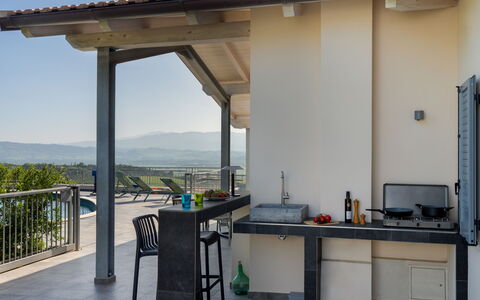 Villa Ombrone: Möbel, Stuhl, Schatten, Gartenmöbel, Outdoor Struktur, Küche & Esszimmer Tisch, Küche, Countertop, Pergola, Veranda
