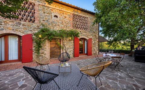 Villa Santa Barbara, Pool and Relax, Siena Country: Wand, Die Architektur, Backstein, Mauerwerk, Garten, Hazienda, Estate, Bauernhaus, Steinwand, Hof