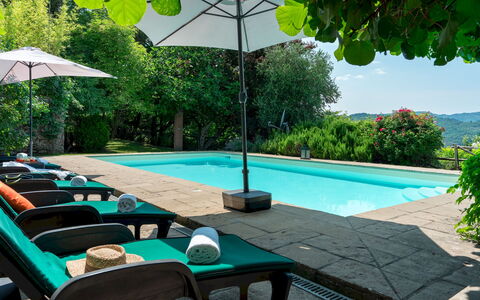 Podere Belvedere 6: Schwimmbad, Gartenmöbel, Sommer, Möbel, Freizeit, Regenschirm, Resort, Schatten, Sonnenliege, Eco Hotel