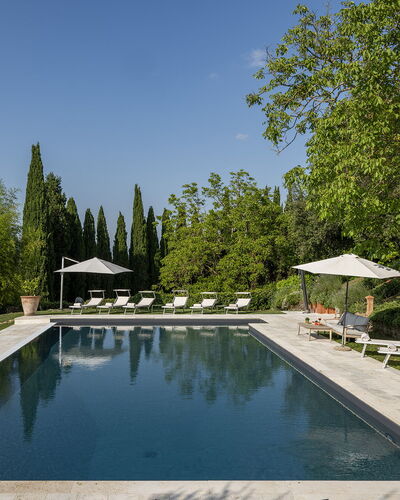 Villa la Monarca 16: Baum, Schwimmbad, Gartenmöbel, Reflexion, Regenschirm, Landscaping, Garten, Sonnenliege, Resort, Schatten