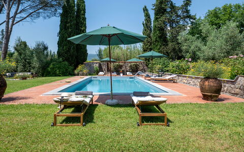 Villa Collegigliato 8: Schwimmbad, Resort, Garten, Strauch, Gartenmöbel, Sonnenliege, Landscaping, Eco Hotel, Schatten, Hazienda