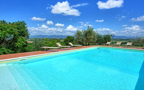 Villa Ulivi: Wasser, Himmel, Wolke, Schwimmbad, Blau, Azurblau, Rechteck, Schatten, Pflanze, Gras