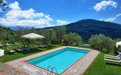 Villa Fabbroni - Fattoria San Polo: Schwimmbad, Eigentum, Grundeigentum, Haus, Estate, Gras, Villa, Gebäude, Himmel, Zuhause