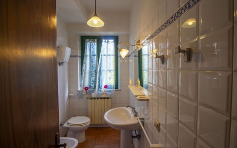 Villa Cantagallo: Wand, Flooring, Bad Sink, Interior Design, Fussboden, Armatur, Badezimmer, Installation, Zapfhahn, Light Fixture
