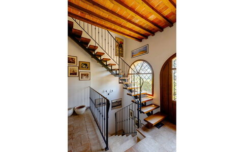 Villa Scianellone: Gebäude, Möbel, Fenster, Holz, Stuhl, Interior Design, Fussboden, Holzbeize, Strahl, Flooring
